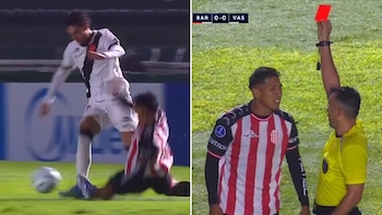 La patada por la que fue expulsado un jugador de Barracas al minuto de ingresar en el empate ante Vasco da Gama por la Sudamericana