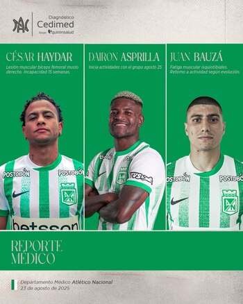 El verde tendrá tres bajas