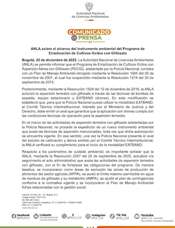 La ANLA confirmó que el