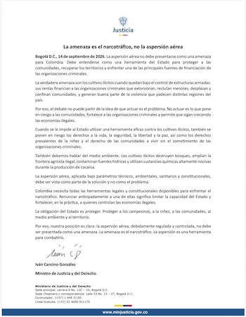 MinJusticia pidió usar todas las herramientas legales contra las economías ilegales - crédito @MinjusticiaCo/X