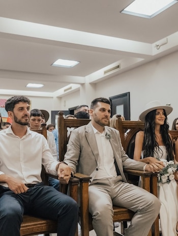 La flamante pareja de casados