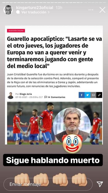Mensaje de Arturo Vidal en