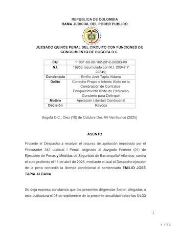 El documento que emitió el