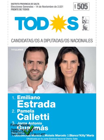 Foto: Boleta del Frente de