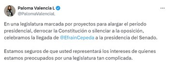 La senadora resaltó que Cepeda