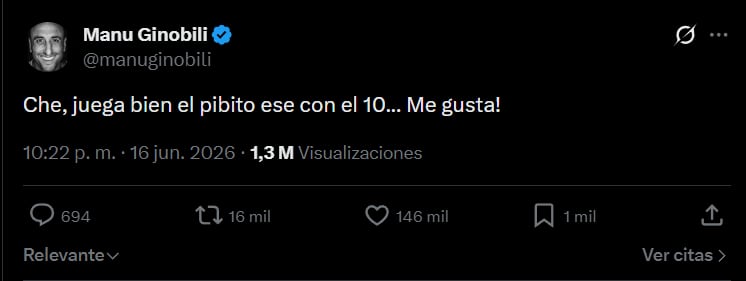 Así reaccionó Manu Ginobili