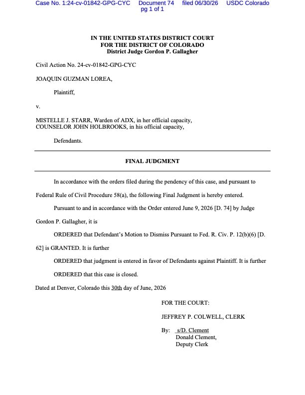 El Chapo está preso en la ADC Florence desde 2019. Crédito: X - @keegan_hamilton
