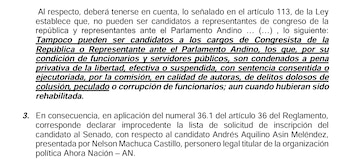 JEE excluye a candidato de