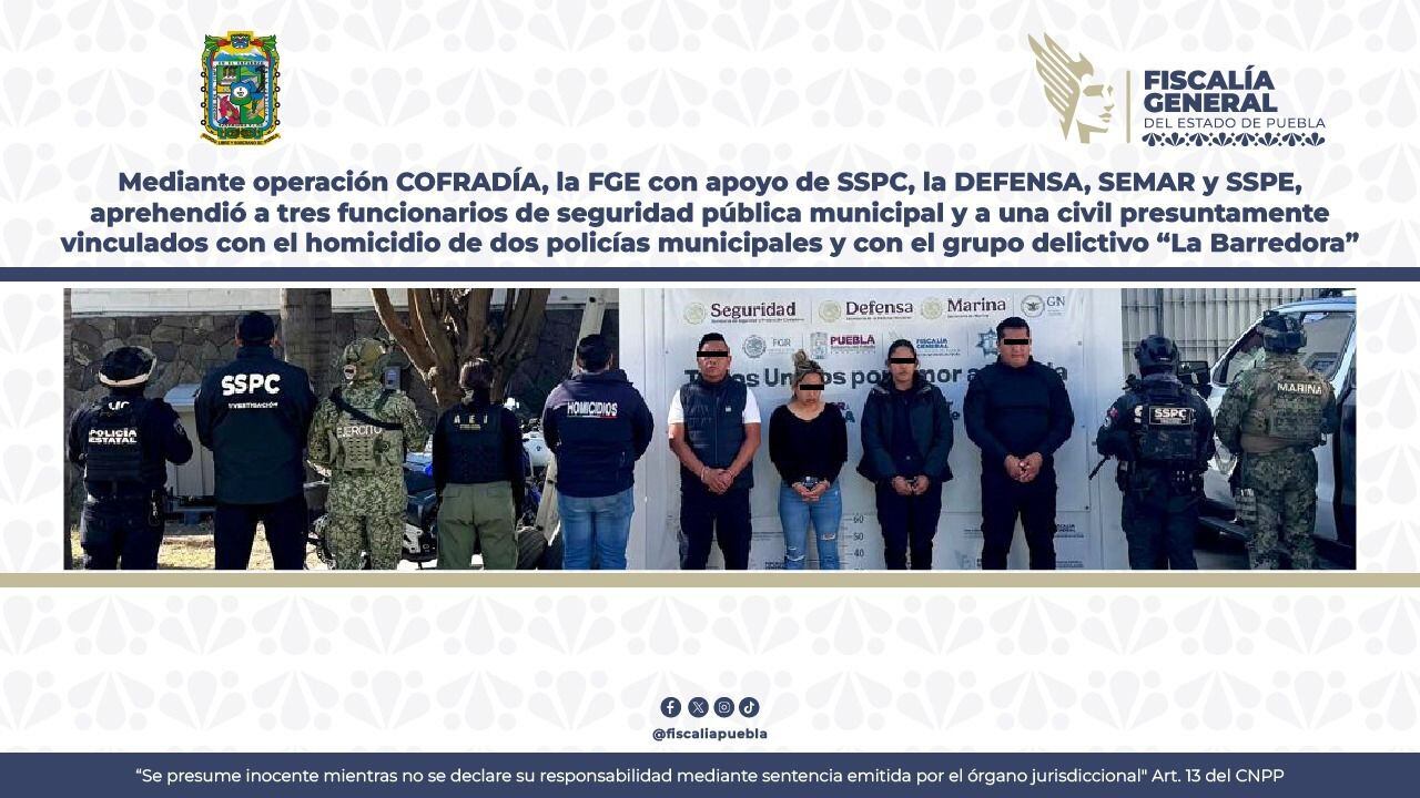 Los detenidos en Puebla operaban desde una estructura criminal conocida como “La Cofradía”.