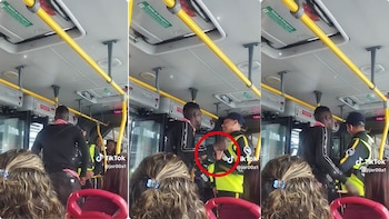 Un nuevo episodio de violencia en Transmilenio en Bogotá fue captado cuando un hombre amenazó a un vigilante con un arma cortopunzante