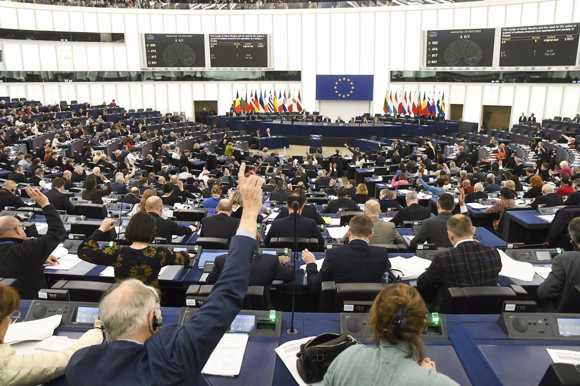 Sesión de votación en el pleno del Parlamento Europeo (PARLAMENTO EUROPEO/PHILIPPE STIRNWEISS/Europa Press/Archivo)