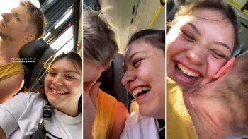 una joven viajo en colectivo al lado de su amigo, el no la notó y su reacción se volvio viral