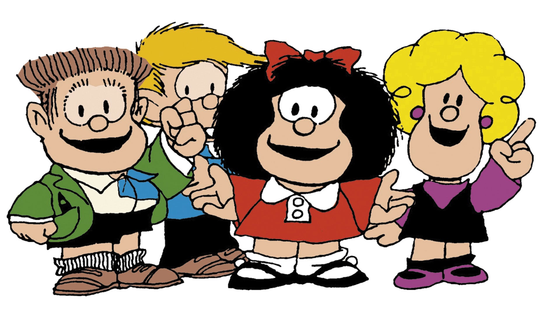 La historieta Mafalda reunió entre 1964 y 1973 un elenco que representó posturas de la clase media argentina a través de personajes como Felipe, Manolito, Susanita, Miguelito, Libertad y Guille