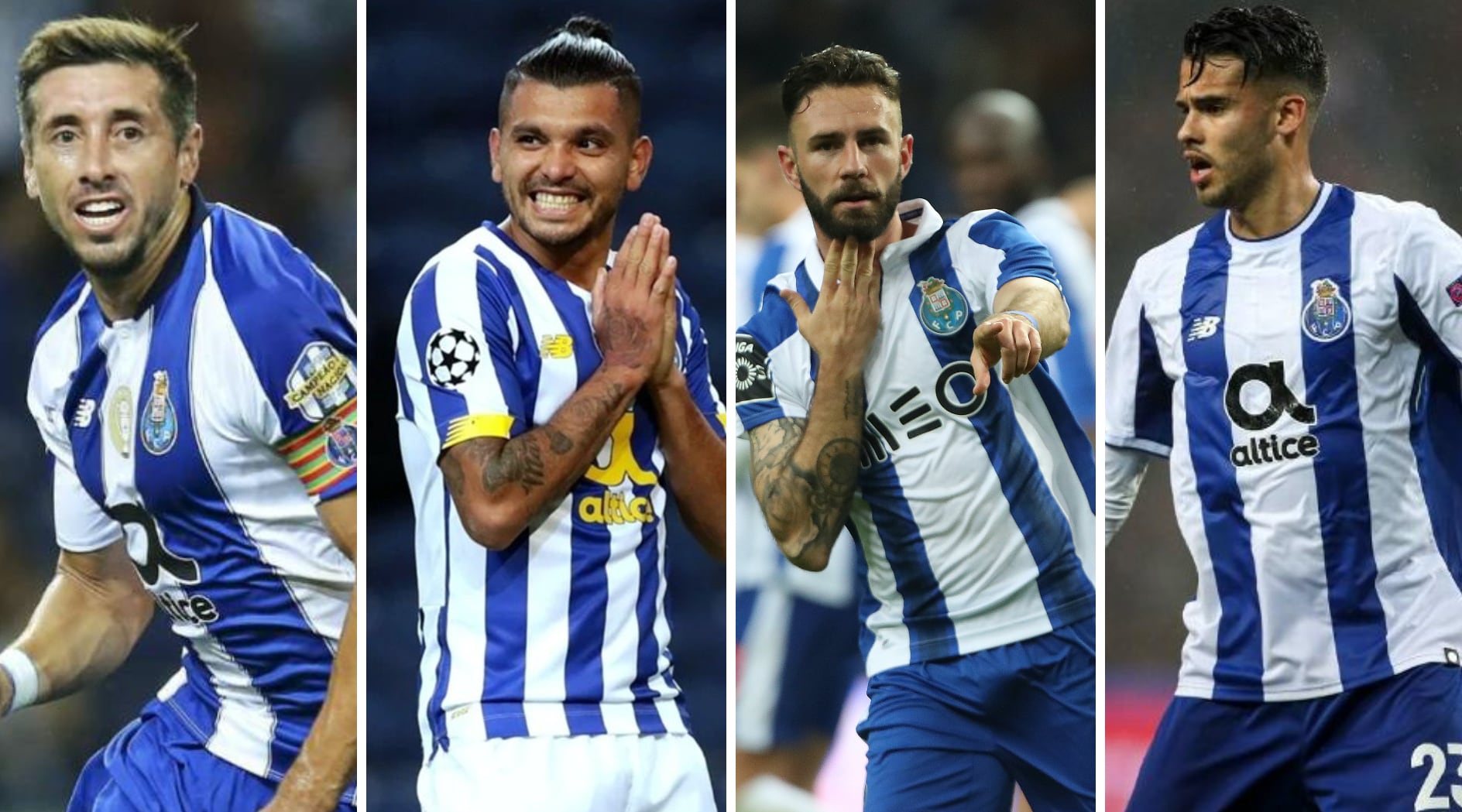 Héctor Herrera, Tecatito Corona, Miguel Layún y Diego Reyes juagron en Porto (Foto: Twitter/@lopezdoriga/@jcdiazmurrieta/@FCPorto)