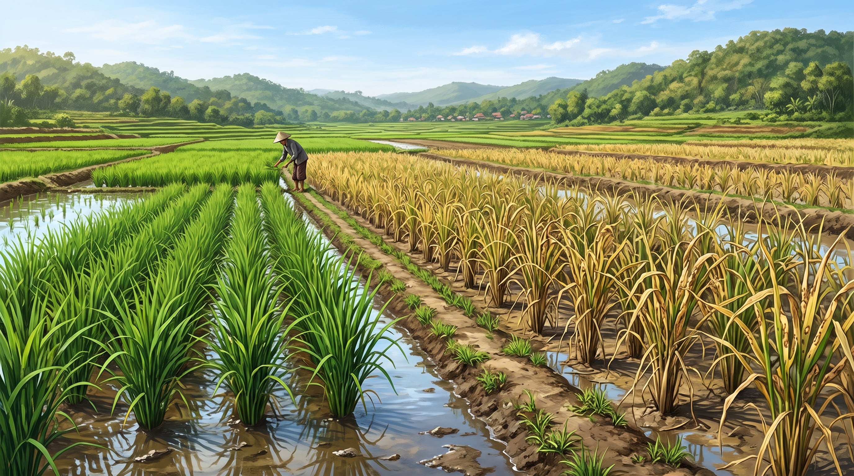 El tizón bacteriano ataca las hojas y los tallos del arroz y reduce el rendimiento y la calidad de las cosechas en Asia y África - (Imagen Ilustrativa Infobae)