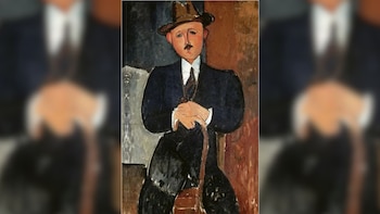 'Hombre sentado apoyado en un bastón', de Amadeo Modigliani.