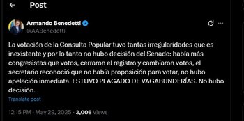 Armando Benedetti insistió en que