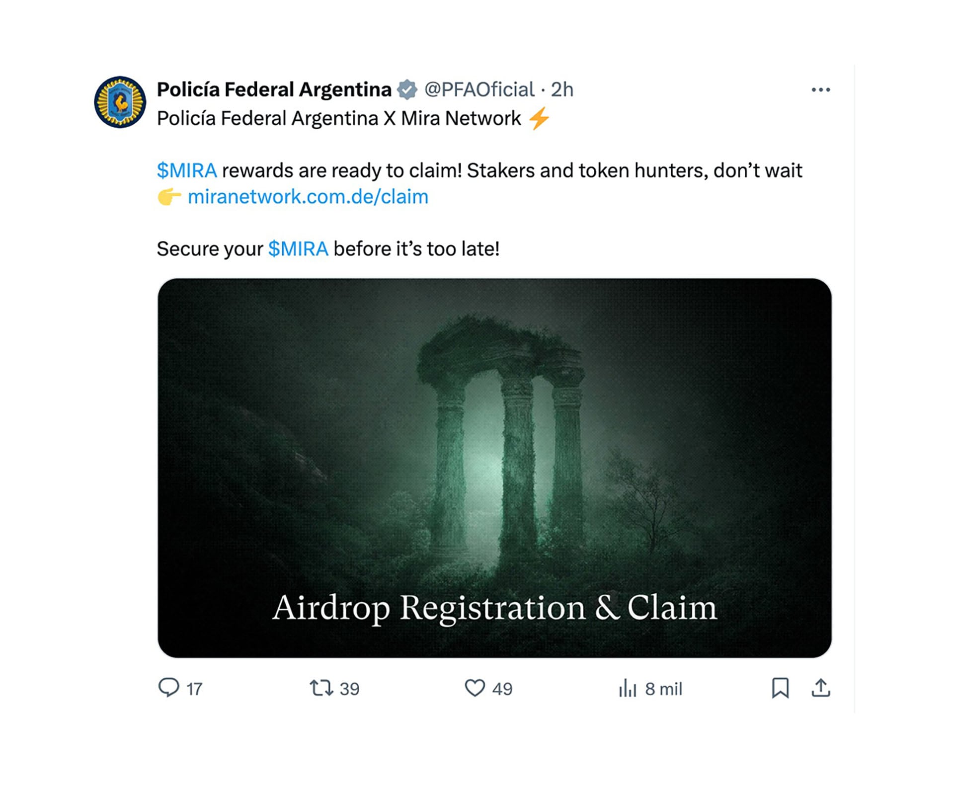 Los posteos ya fueron dados de baja