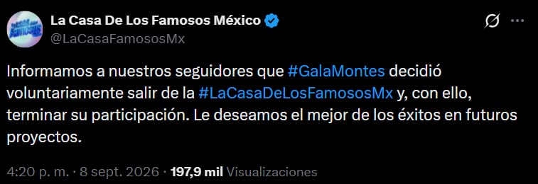 Así lo dio a conocer la producción de La Casa de los Famosos México a través de sus canales oficiales. (Captura de pantalla )
