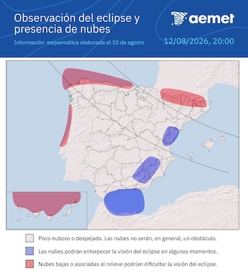 Mapa de la previsión de nubosidad. (Aemet)