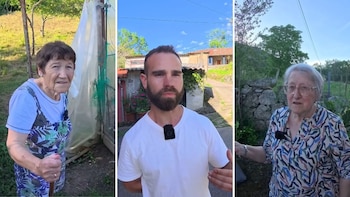 Nieves, Ibon y Josefina, de izquierda a derecha, hablan de su vida en la aldea (YT: @hilux_aventura)