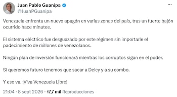 Juan Pablo Guanipa tuit