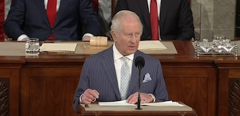 El rey Carlos III durante su discurso en el Congreso de Estados Unidos (RTVE / Pool))