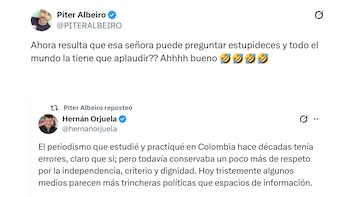 El comediante y el presentador salieron en defensa del candidato presidencial, cuestionando el trabajo periodístico de Malú - crédito @PITERALBEIRO @hernanorjuela/ X