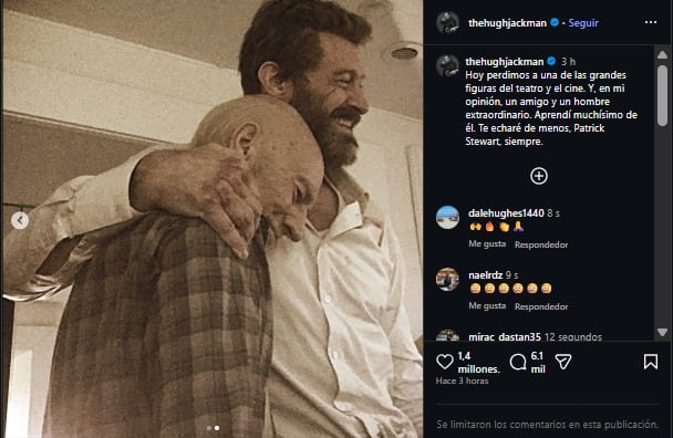 Hugh Jackman describió a Patrick Stewart como un hombre extraordinario.