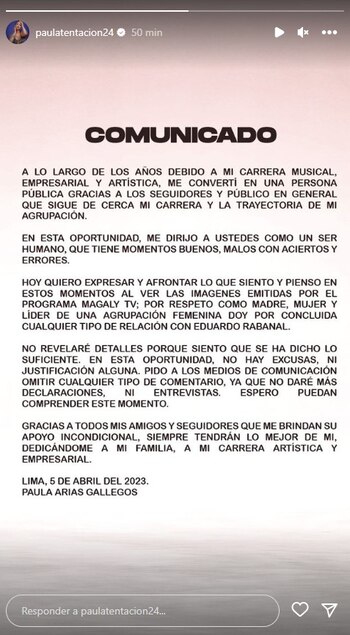Paula Arias anuncia su separación
