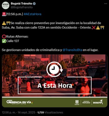 Pronunciamiento de Bogotá Tránsito sobre