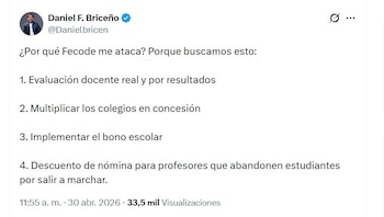 Daniel Briceño defendió sus ideas y aseguró que buscan mejorar el acceso y la calidad de la educación - crédito @DanielBricen/X