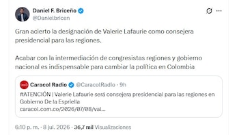 Daniel Briceño aseguró que la nueva Consejería para las Regiones permitirá reducir la intermediación política de los congresistas - crédito @Danielbricen/X