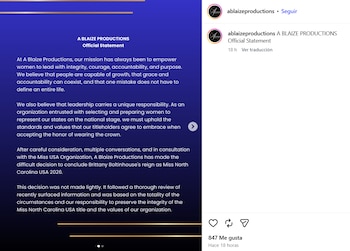 Despojan a Miss North Carolina USA de su corona por publicaciones racistas en redes sociales