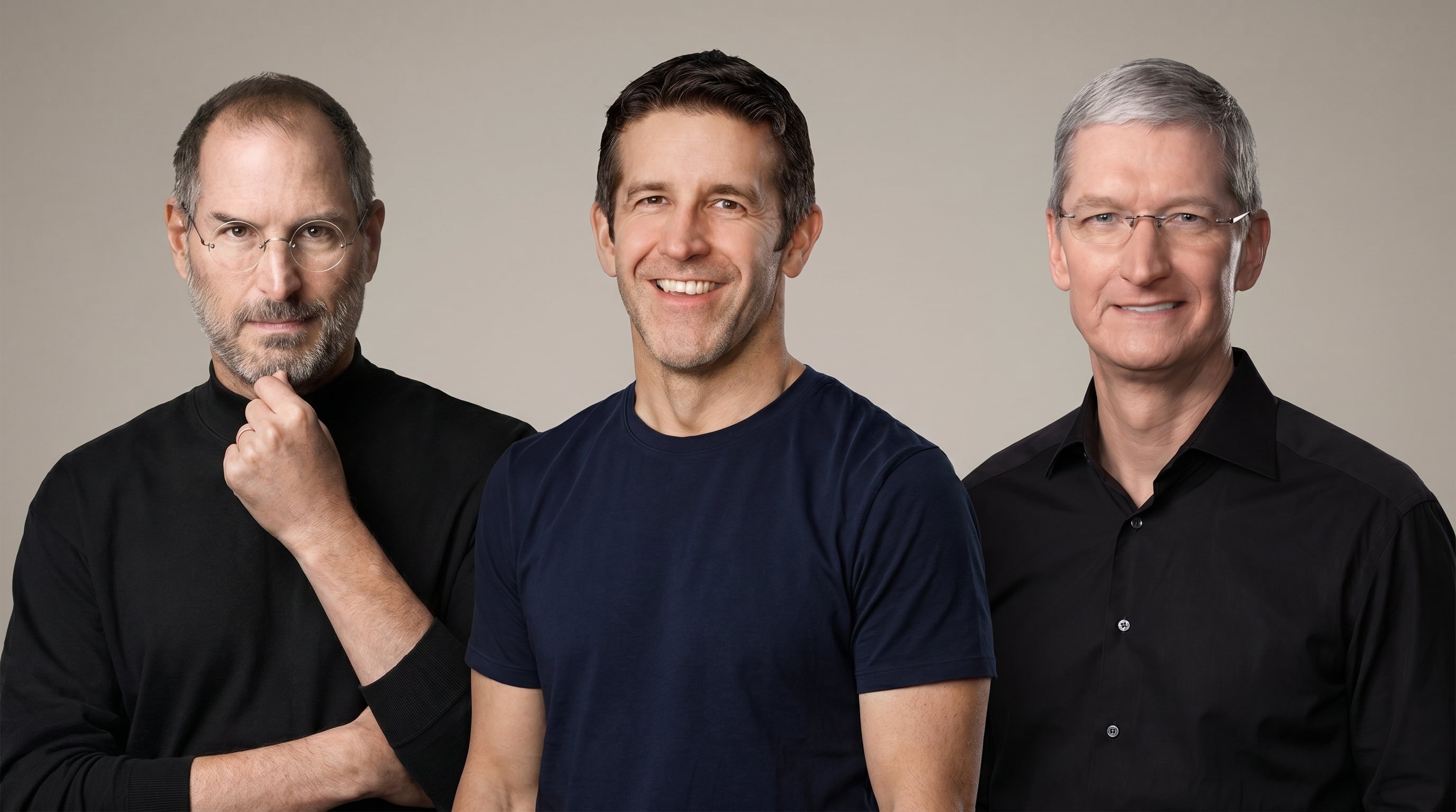 Los tres CEO que tuvo Apple en su etapa moderna: Steve Jobs, Tim Cook y John Ternus (Imagen Ilustrativa Infobae)