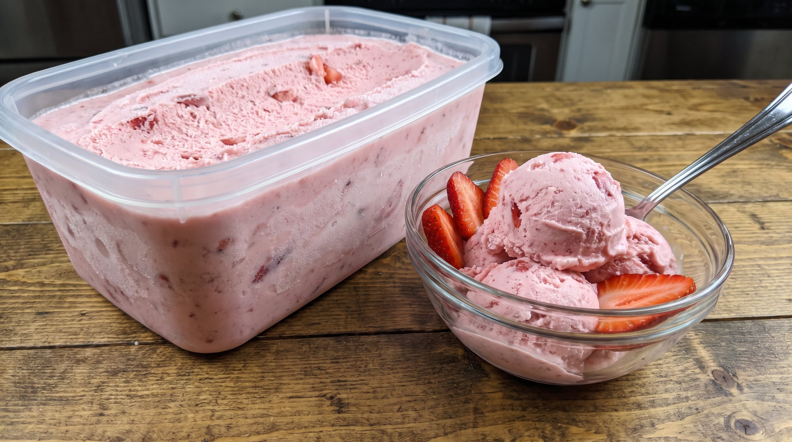 Helado de yogur griego con frutillas: el postre fresco y rápido que gana lugar en primavera