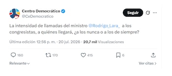 Centro Democrático y sus pullas a Rodrigo Lara