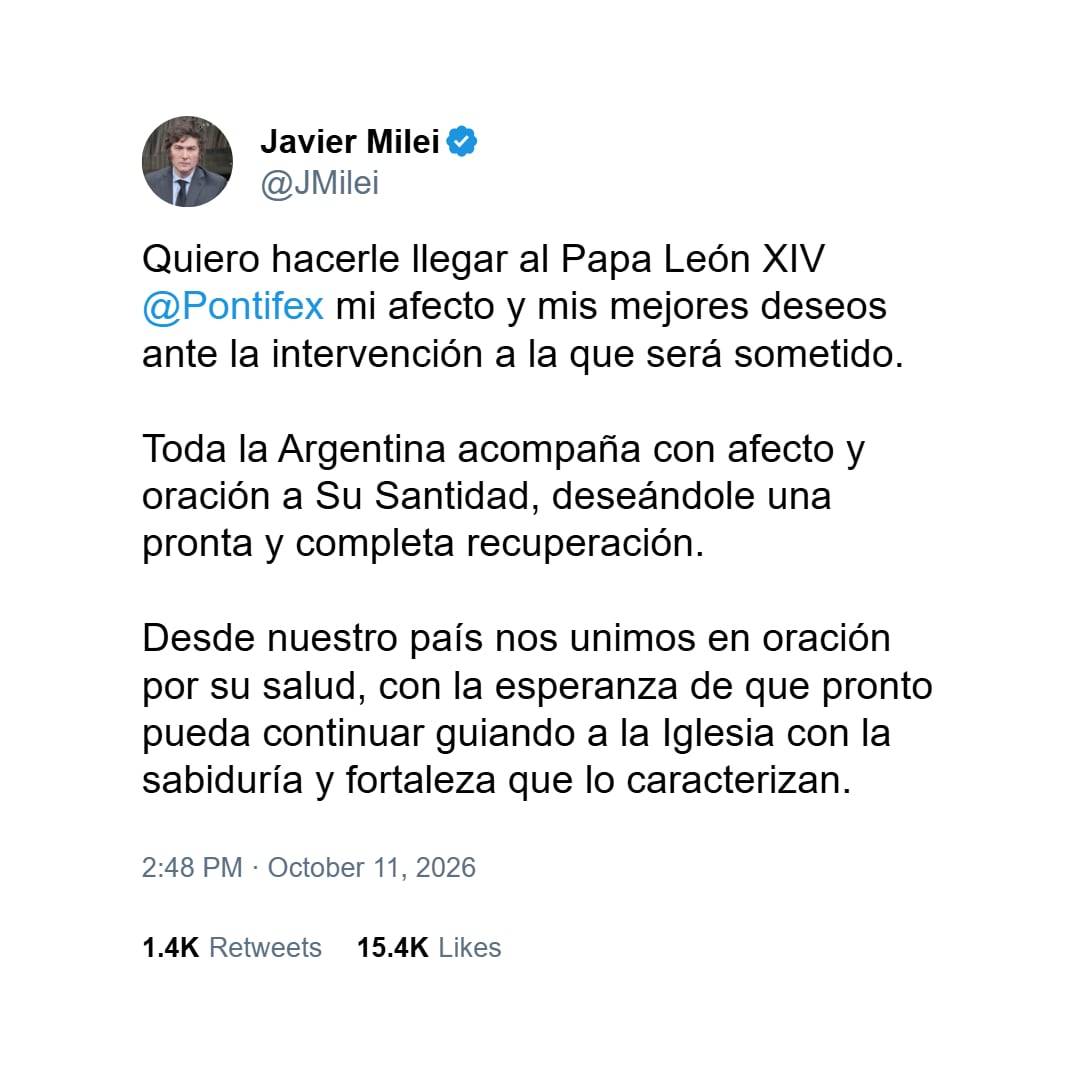 El tweet de Javier Milei
