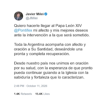 El tweet de Javier Milei