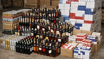 Incautan más de 1,000 botellas de alcohol adulterado y casi 40,000 cigarrillos de contrabando en República Dominicana