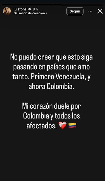Luis Fonsi expresa su dolor por la situación en Colombia y Venezuela tras recientes tragedias - crédito kanygarcia/Instagram