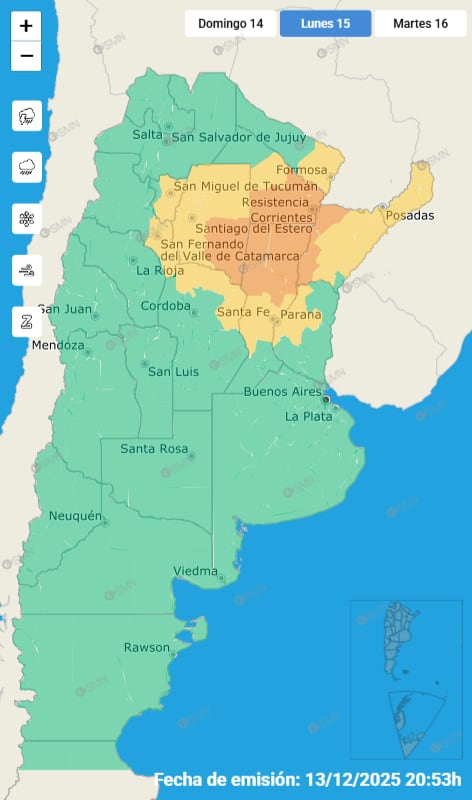Alertas meteorológicas para este lunes 15