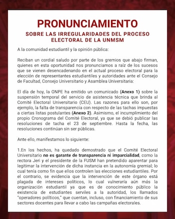 Estudiantes de la UNMSM denuncian