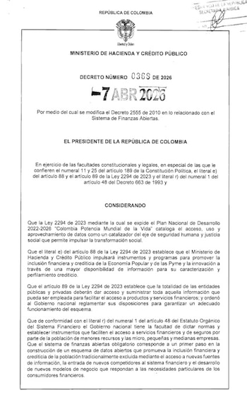 Com o decreto 0368 de 2026, confirmam-se as três características da concorrência no sistema financeiro: o preço livre, a livre entrada e saída de trabalhadores e a assimetria de informação, o aspecto importante que se esperava - Crédito Superfinanciera