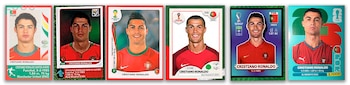 Figuritas Messi, Ronaldo, Maradona, Zidane y Cristiano Ronaldo