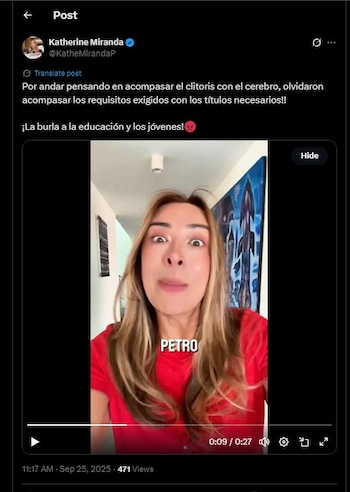 Katherine Miranda habló de la