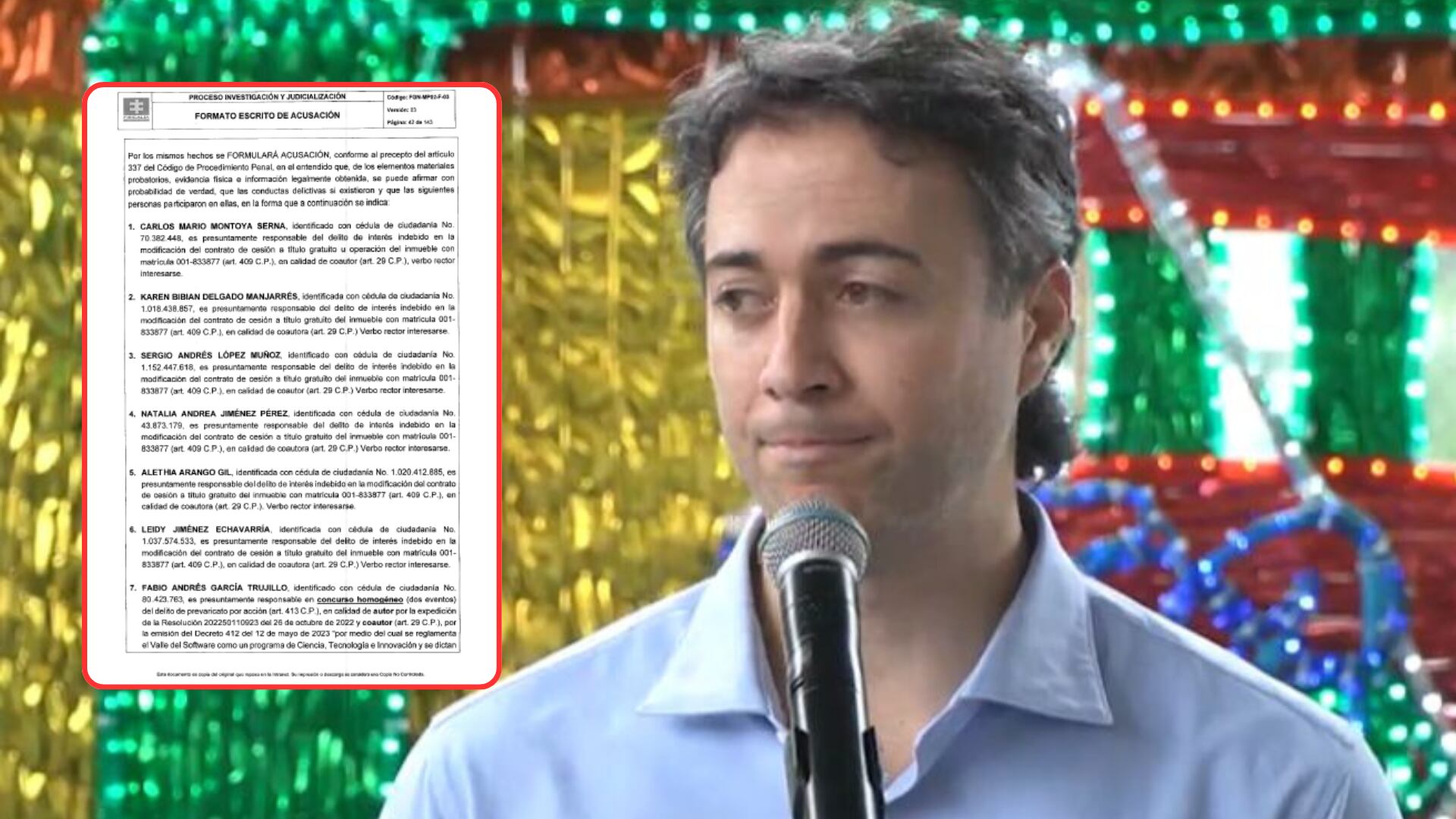 El exalcalde de Medellín Daniel Quintero irá a juicio por el caso Aguas Vivas, tras radicarse el escrito de acusación por parte de la Fiscalía - crédito suministrada a Infobae - @Tyche78Tyche/X