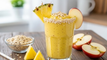 Licuado de piña, avena y manzana: la bebida natural que ayuda a la digestión y al control del colesterol