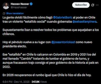 El periodista Hassan Nassar afirmó