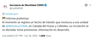 La Secretaría de Movilidad de